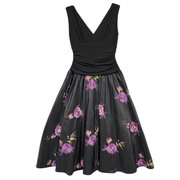 S.L. Fashions Dresses & Skirts - Ruched Embroidered Whimsigoth Dark Fairy Romantic Fit & Flare Party Dress Sz 4P